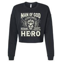 Man Of God Husband Daddy Protector Hero Cropped Pullover Crew