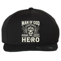 Man Of God Husband Daddy Protector Hero Wool Snapback Cap