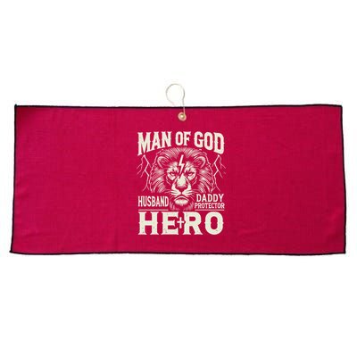 Man Of God Husband Daddy Protector Hero Large Microfiber Waffle Golf Towel