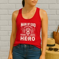 Man Of God Husband Daddy Protector Hero Womens Tank Top