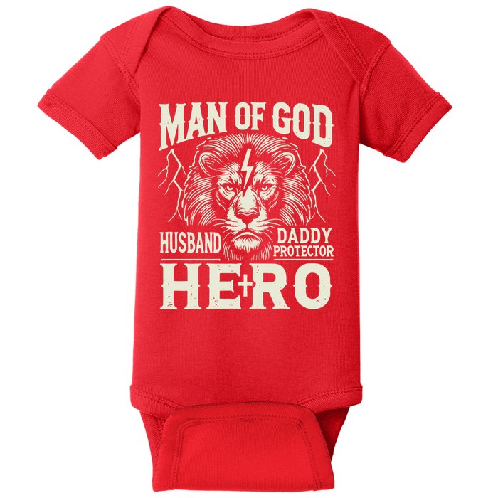 Man Of God Husband Daddy Protector Hero Baby Bodysuit