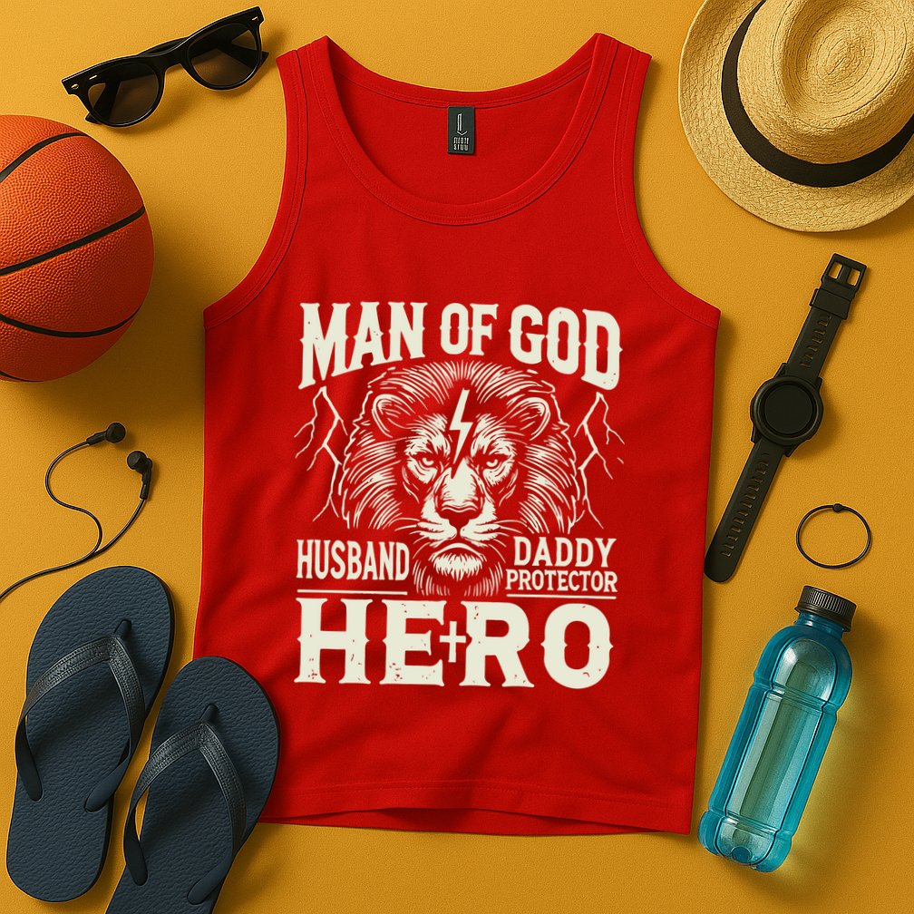 Man Of God Husband Daddy Protector Hero Tank Top