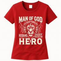 Man Of God Husband Daddy Protector Hero Womens T-Shirt