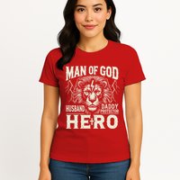 Man Of God Husband Daddy Protector Hero Womens T-Shirt