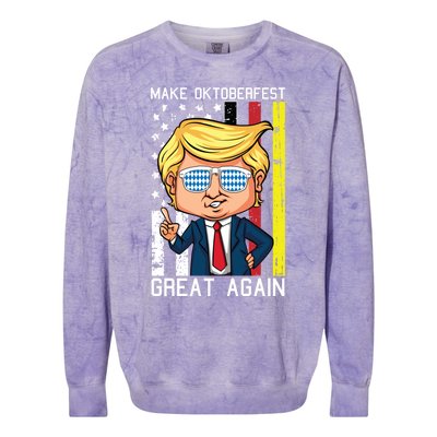 Make Oktoberfest Great Again Oktoberfest Trump American Flag Funny Gift Colorblast Crewneck Sweatshirt