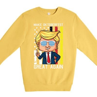 Make Oktoberfest Great Again Oktoberfest Trump American Flag Funny Gift Premium Crewneck Sweatshirt