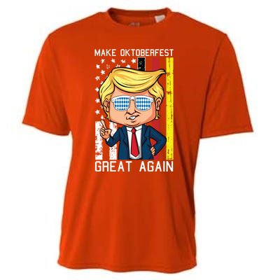 Make Oktoberfest Great Again Oktoberfest Trump American Flag Funny Gift Cooling Performance Crew T-Shirt