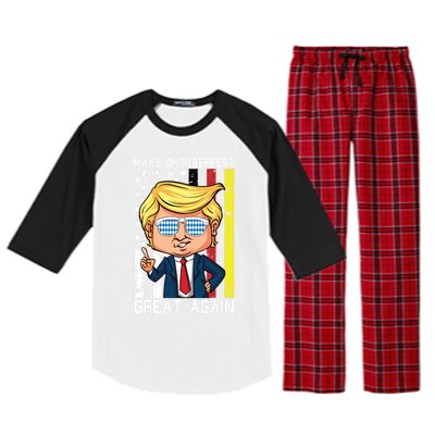 Make Oktoberfest Great Again Oktoberfest Trump American Flag Funny Gift Raglan Sleeve Pajama Set