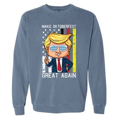 Make Oktoberfest Great Again Oktoberfest Trump American Flag Funny Gift Garment-Dyed Sweatshirt