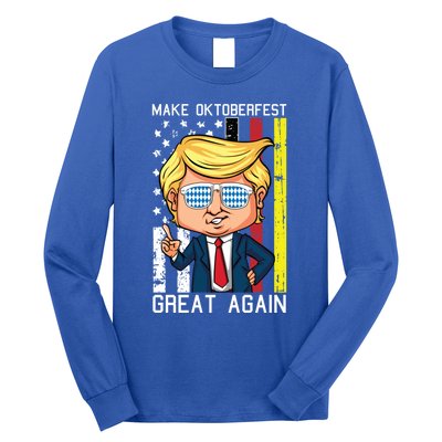 Make Oktoberfest Great Again Oktoberfest Trump American Flag Funny Gift Long Sleeve Shirt