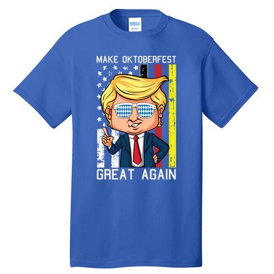 Make Oktoberfest Great Again Oktoberfest Trump American Flag Funny Gift Tall T-Shirt