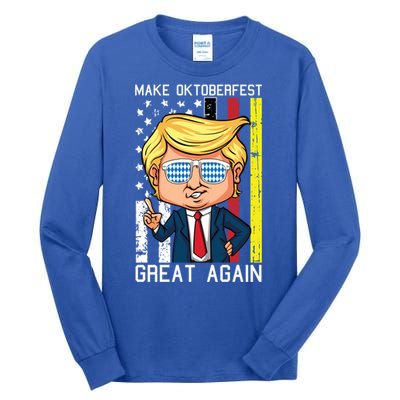 Make Oktoberfest Great Again Oktoberfest Trump American Flag Funny Gift Tall Long Sleeve T-Shirt