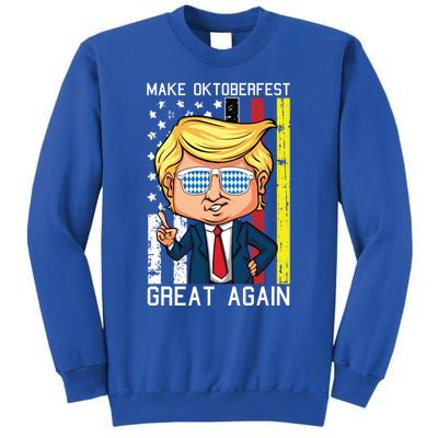 Make Oktoberfest Great Again Oktoberfest Trump American Flag Funny Gift Tall Sweatshirt