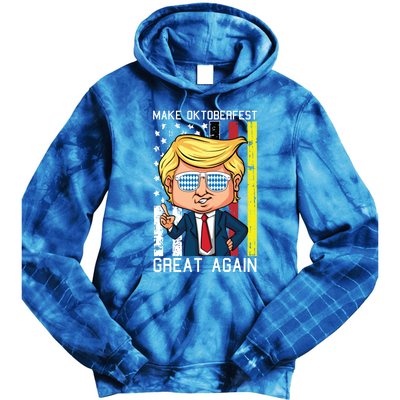 Make Oktoberfest Great Again Oktoberfest Trump American Flag Funny Gift Tie Dye Hoodie