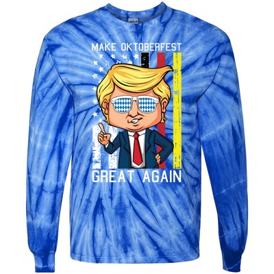 Make Oktoberfest Great Again Oktoberfest Trump American Flag Funny Gift Tie-Dye Long Sleeve Shirt