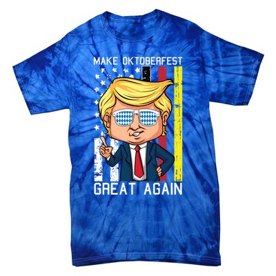 Make Oktoberfest Great Again Oktoberfest Trump American Flag Funny Gift Tie-Dye T-Shirt