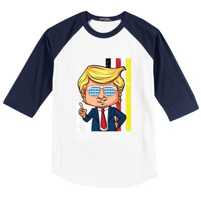 Make Oktoberfest Great Again Oktoberfest Trump American Flag Funny Gift Baseball Sleeve Shirt