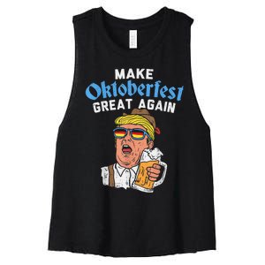 Make Oktoberfest Great Again Funny Trump Drink Beer Mug Gift Women's Racerback Cropped Tank