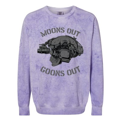 Moons Out Goons Out Skull Helmet Nvgs Military S Gift Colorblast Crewneck Sweatshirt