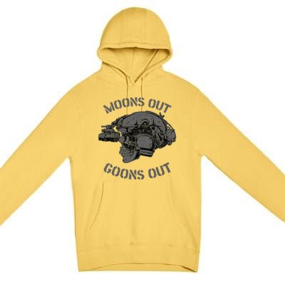 Moons Out Goons Out Skull Helmet Nvgs Military S Gift Premium Pullover Hoodie