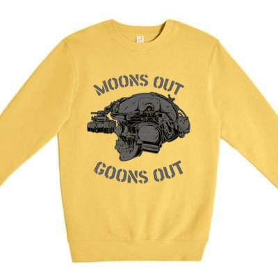 Moons Out Goons Out Skull Helmet Nvgs Military S Gift Premium Crewneck Sweatshirt