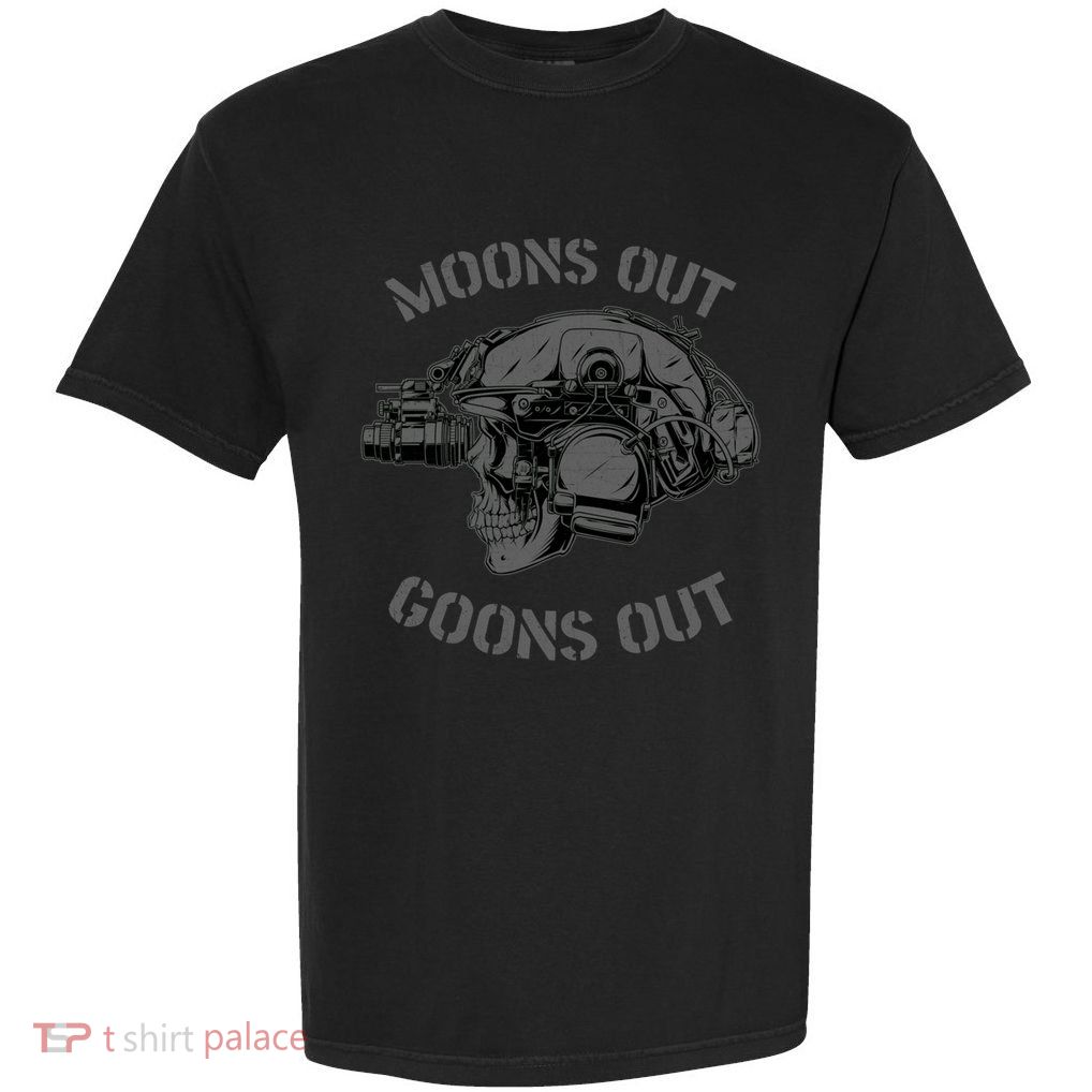 Moons Out Goons Out Skull Helmet Nvgs Military S Gift Garment-Dyed Heavyweight T-Shirt
