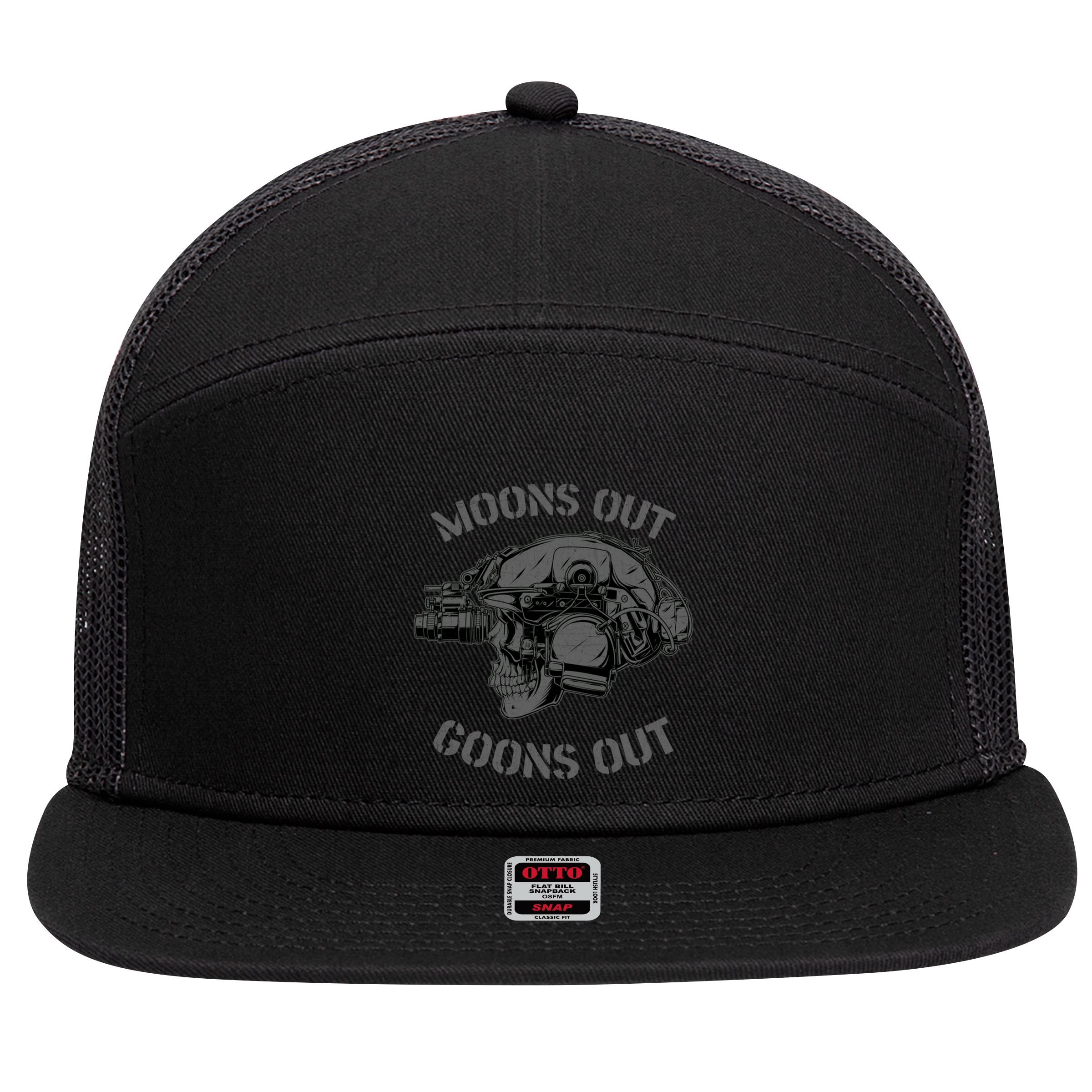 Moons Out Goons Out Skull Helmet Nvgs Military S Gift 7 Panel Mesh Trucker Snapback Hat