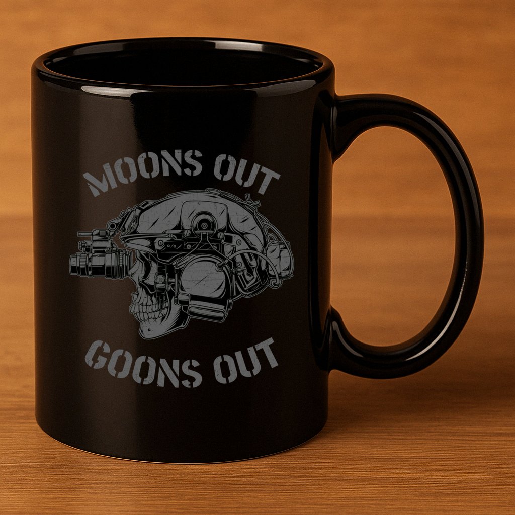 Moons Out Goons Out Skull Helmet Nvgs Military S Gift 11oz C Handle Ceramic Mug