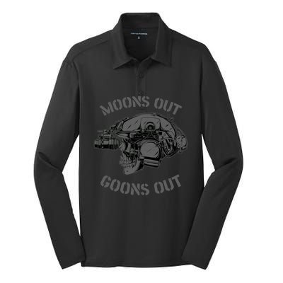 Moons Out Goons Out Skull Helmet Nvgs Military S Gift Silk Touch Performance Long Sleeve Polo