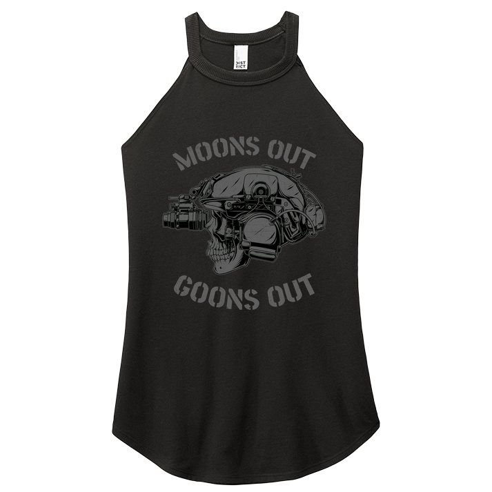 Moons Out Goons Out Skull Helmet Nvgs Military S Gift Women's Perfect Tri Rocker Tank