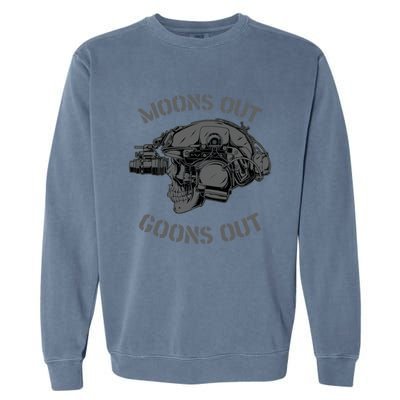 Moons Out Goons Out Skull Helmet Nvgs Military S Gift Garment-Dyed Sweatshirt