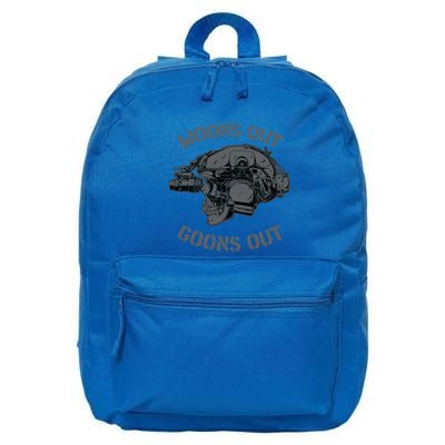 Moons Out Goons Out Skull Helmet Nvgs Military S Gift 16 in Basic Backpack