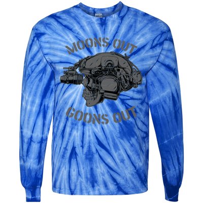 Moons Out Goons Out Skull Helmet Nvgs Military S Gift Tie-Dye Long Sleeve Shirt