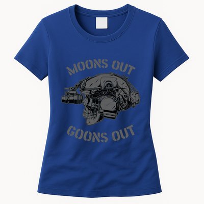 Moons Out Goons Out Skull Helmet Nvgs Military S Gift Womens T-Shirt