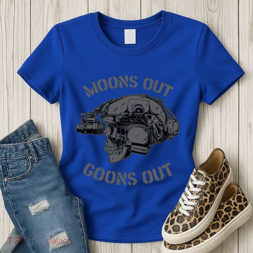 Moons Out Goons Out Skull Helmet Nvgs Military S Gift Womens T-Shirt