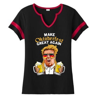 Make Oktoberfest Great Again Funny Trump Beer Mug Meaningful Gift Ladies Halftime Notch Neck Tee