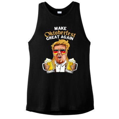 Make Oktoberfest Great Again Funny Trump Beer Mug Meaningful Gift Ladies PosiCharge Tri-Blend Wicking Tank