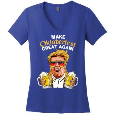 Make Oktoberfest Great Again Funny Trump Beer Mug Meaningful Gift Women's V-Neck T-Shirt