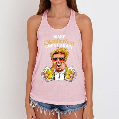 Make Oktoberfest Great Again Funny Trump Beer Mug Meaningful Gift Women's Knotted Racerback Tank