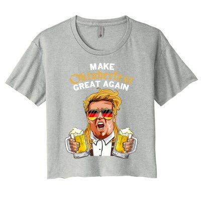 Make Oktoberfest Great Again Funny Trump Beer Mug Meaningful Gift Women's Crop Top Tee