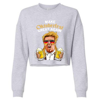 Make Oktoberfest Great Again Funny Trump Beer Mug Meaningful Gift Cropped Pullover Crew