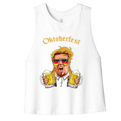 Make Oktoberfest Great Again Funny Trump Beer Mug Meaningful Gift Women's Racerback Cropped Tank