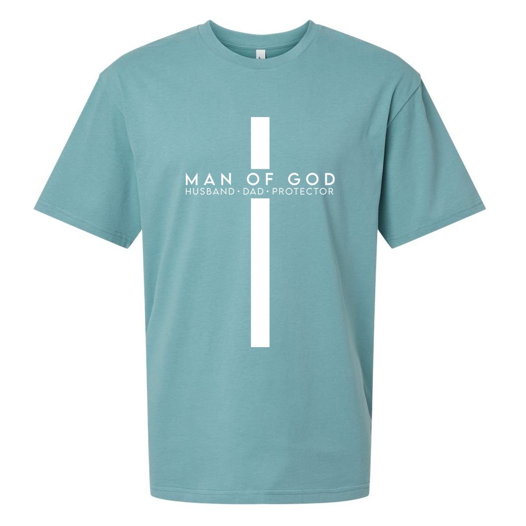 Man Of God Husband Dad Protector Sueded Cloud Jersey T-Shirt