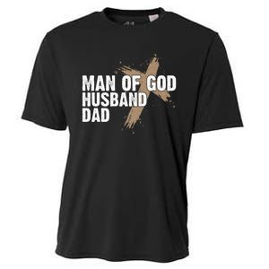 Man Of God Husband Dad Religious Cross FatherS Day Faith Cooling Performance Crew T-Shirt