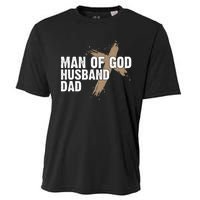 Man Of God Husband Dad Religious Cross FatherS Day Faith Cooling Performance Crew T-Shirt