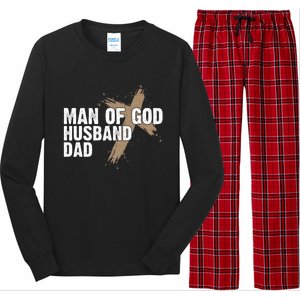 Man Of God Husband Dad Religious Cross FatherS Day Faith Long Sleeve Pajama Set