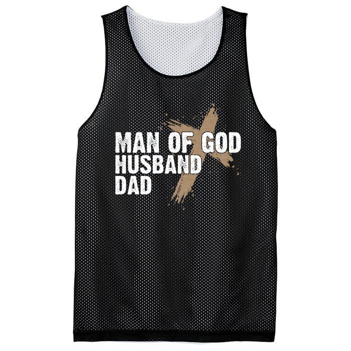 Man Of God Husband Dad Religious Cross FatherS Day Faith Mesh Reversible Basketball Jersey Tank