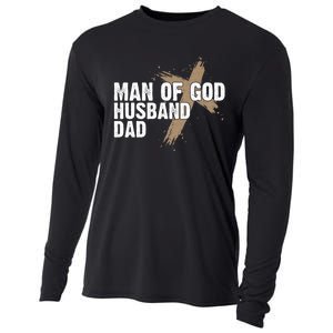 Man Of God Husband Dad Religious Cross FatherS Day Faith Cooling Performance Long Sleeve Crew