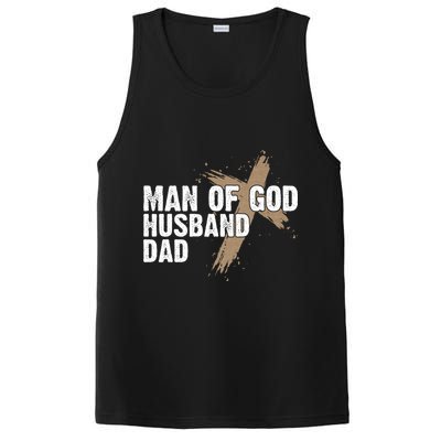 Man Of God Husband Dad Religious Cross FatherS Day Faith PosiCharge Competitor Tank