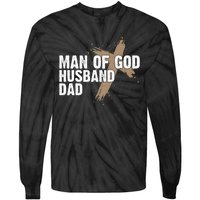 Man Of God Husband Dad Religious Cross FatherS Day Faith Tie-Dye Long Sleeve Shirt